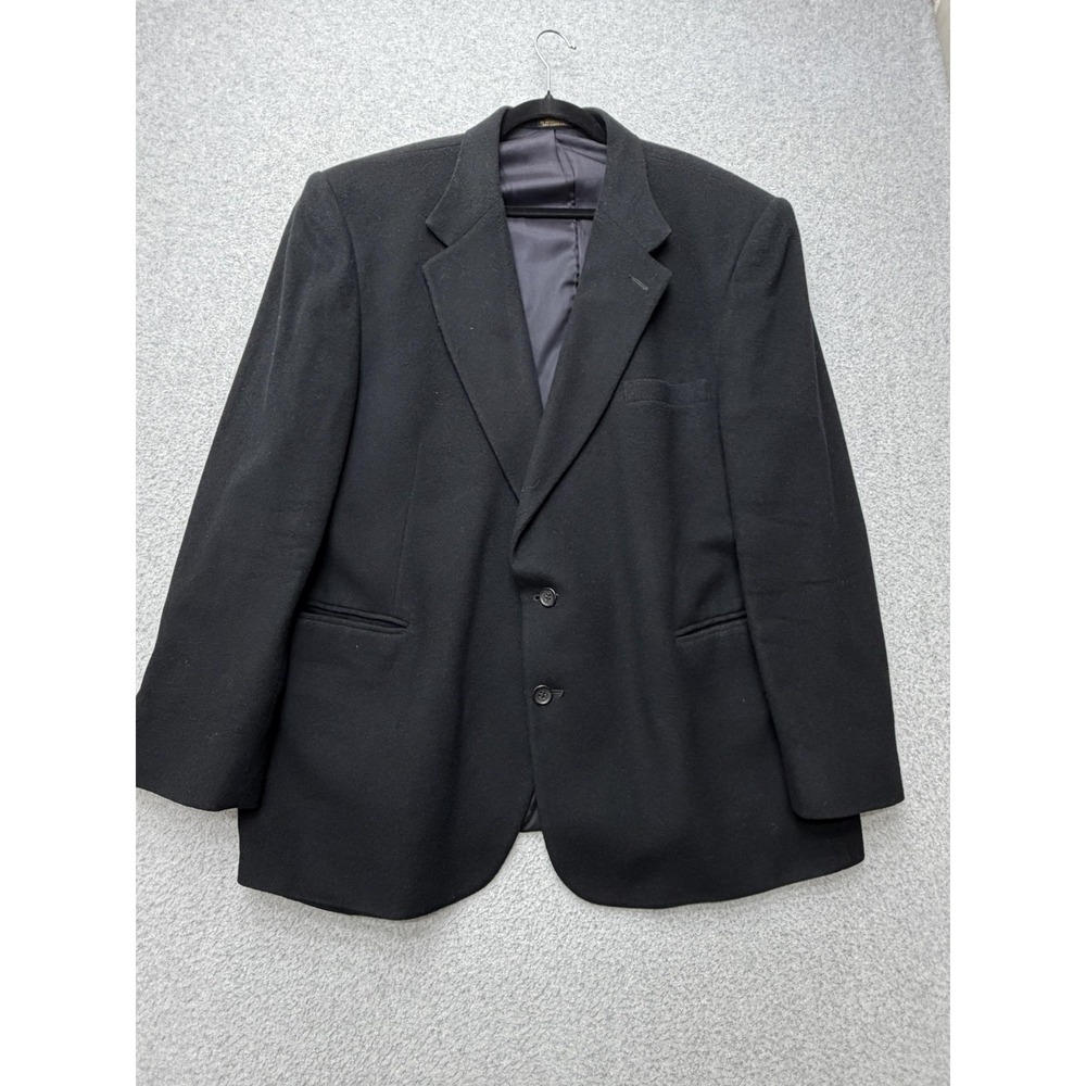 Executive Collection Suit Jacket Mens 50R Black Camel Hair Wool Blend USA